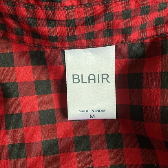 BLAIR Buffalo Plaid Button Down Shirt Womens Sz Medium Red Black Grunge Campcore - Picture 6 of 7